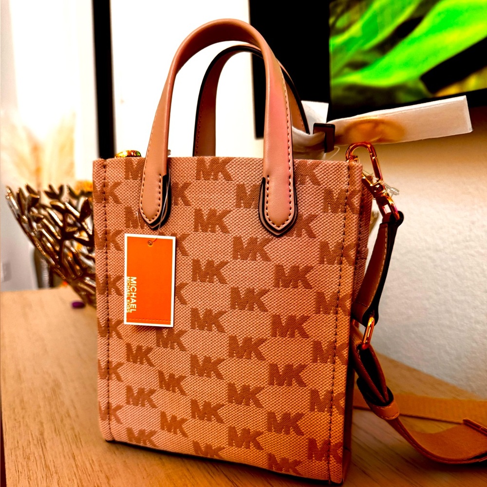 Michael Kors Tan Crossbody Bag with Monogram Design